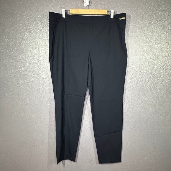 Tory Burch Azalea Pants Size 16 Wool Blend Navy Blue Slim Leg Ankle Stretch - Picture 1 of 7